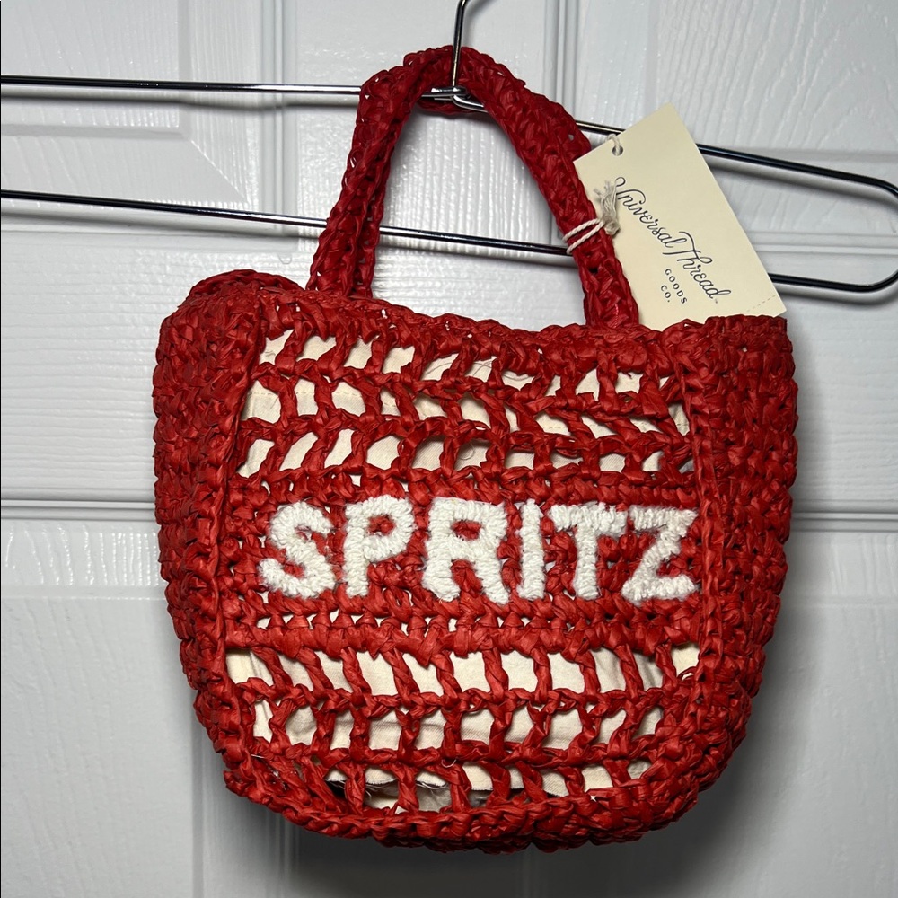 Universal Thread Spritz, Red and White- Crochet Mesh Tote Crossbody Bag.